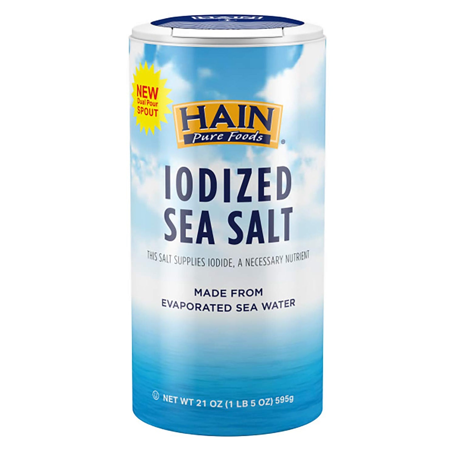 Hain Celestial Iodized Sea Salt, 21 Oz, Pack of 1, Pure Food Seasoning