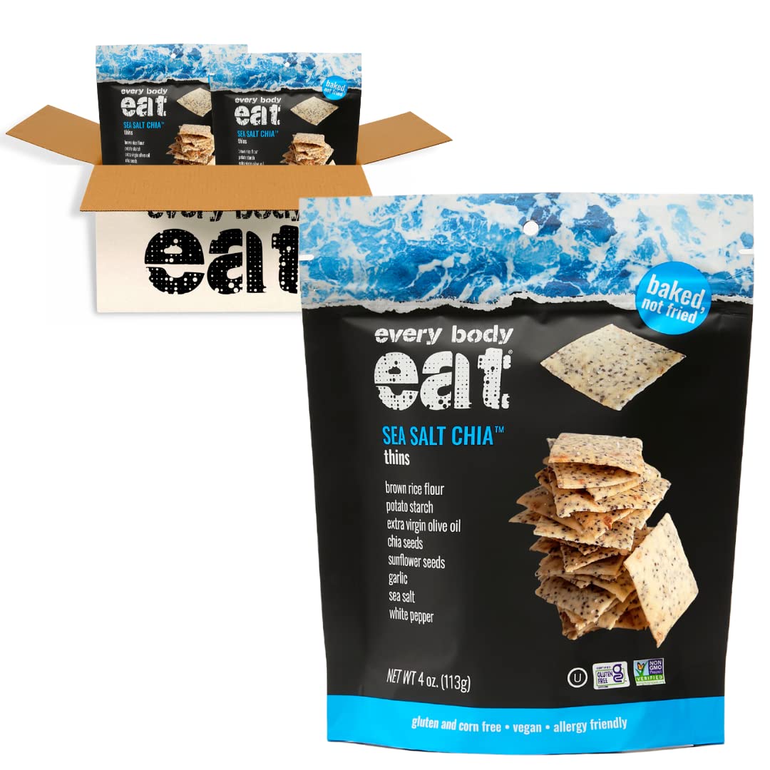 Every Body Eat Snack Thins, Sea Salt And Chia Seeds Flavor, Vegan, Gluten Free And Dairy Free (Pack Of 2)