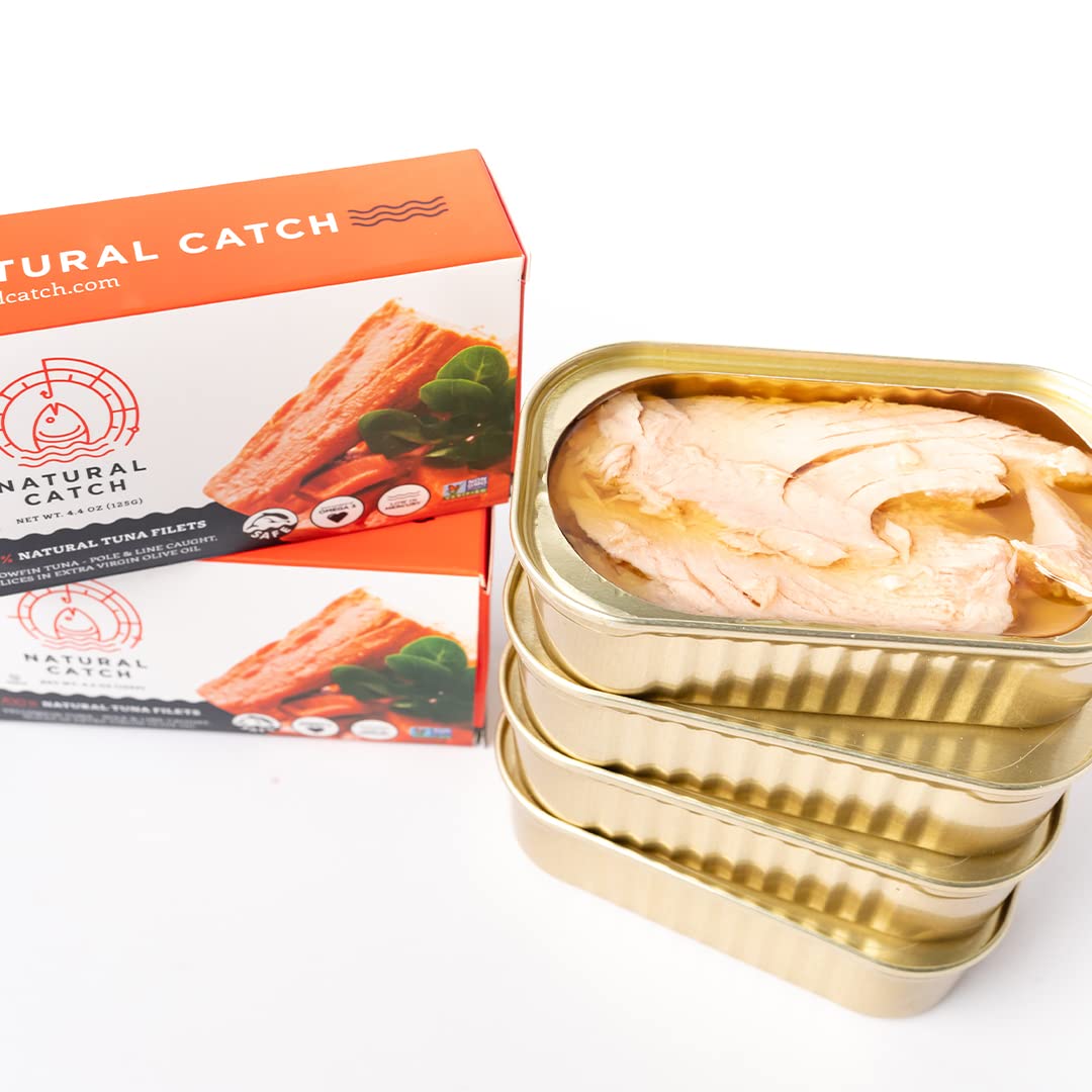 Natural Catch Tuna Filets, Hand Cut, Pole & Line Caught, Gluten-Free, Paleo, Keto Friendly (4.4 Oz Per Can- Pack Of 12)