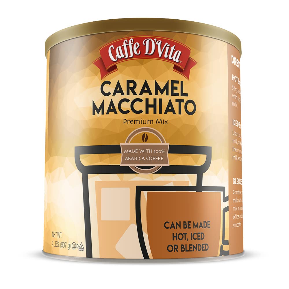 Caffe DVita Caramel Macchiato Instant Coffee Mix, Gluten Free, 32 Ounce Can