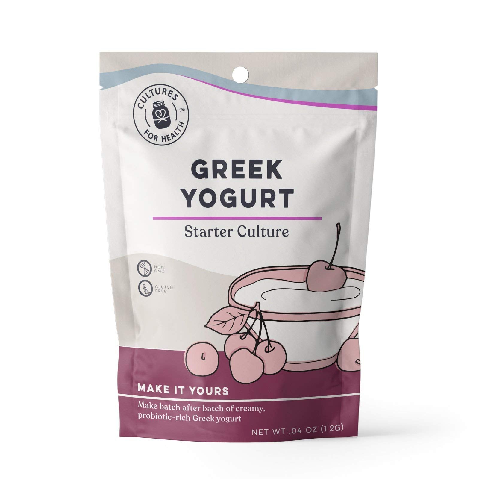 Cultures For Health Greek Yogurt Starter Culture - 2 Packets Heirloom Style, 0.4 Ounce, Ideal for Probiotic Yogurt, Smoothies, and Snacks
