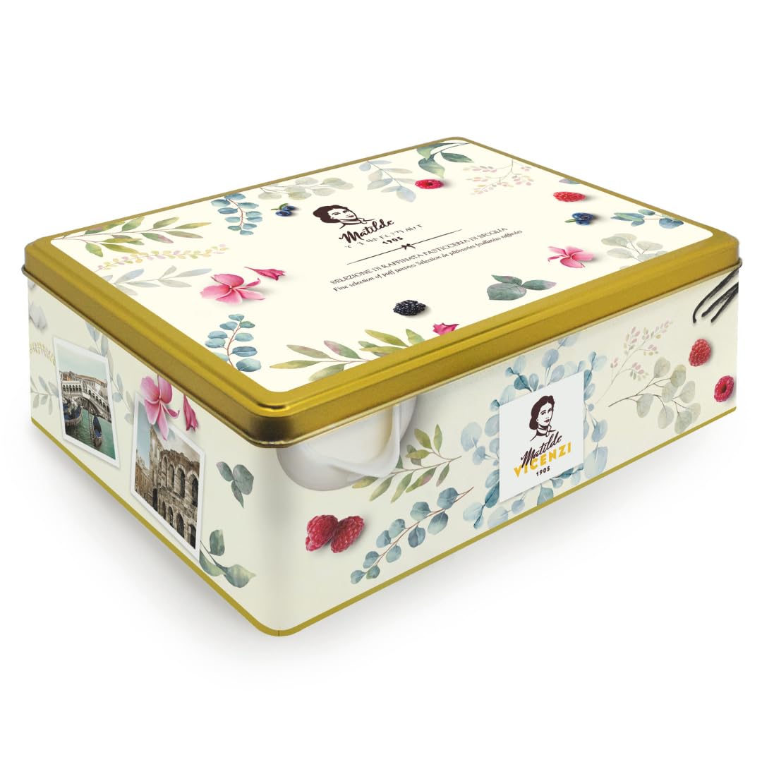 Pasticceria Matilde Vicenzi 5 OClock Tea Time Cookie Assortment Gift Tin - Butter Pastries, Chocolate & Vanilla Filled Gourmet
