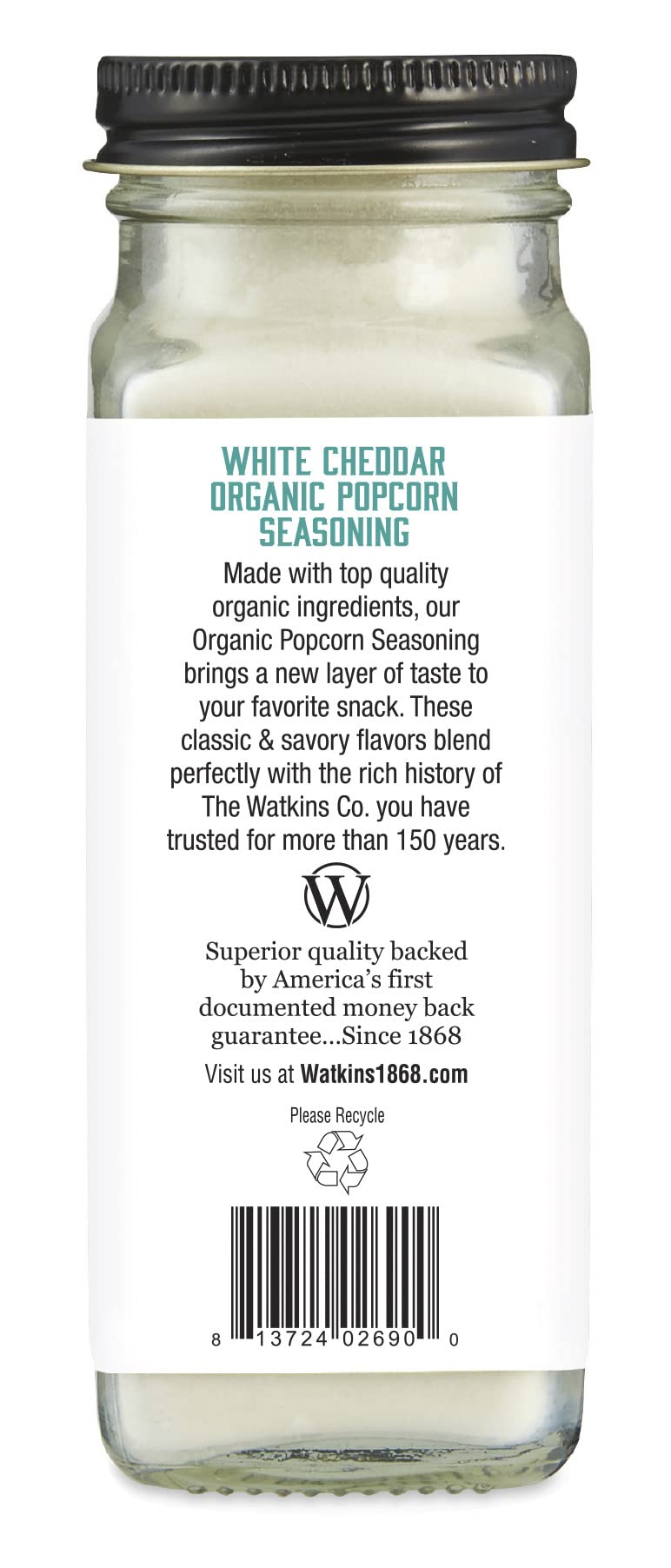 Watkins Gourmet Organic White Cheddar Popcorn Seasoning, 3.3 oz