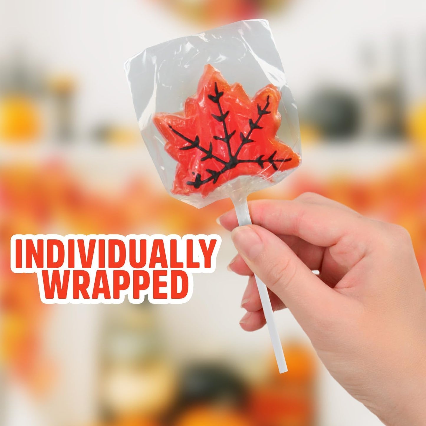 Maple Leaf Lollipops  50 Pieces of Fall Candy Individually Wrapped  Perfect Fall Candy Favors for Fall  Autumn Parties  Cozy Fall Gatherings and Fall Celebrations