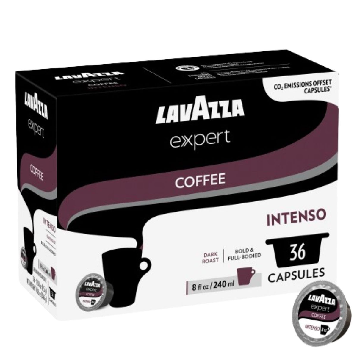 Lavazza Expert Intenso Coffee Capsules, Dark Roast, Arabica Robusta Blend, 36 Count, Compatible with Classy Plus Machine
