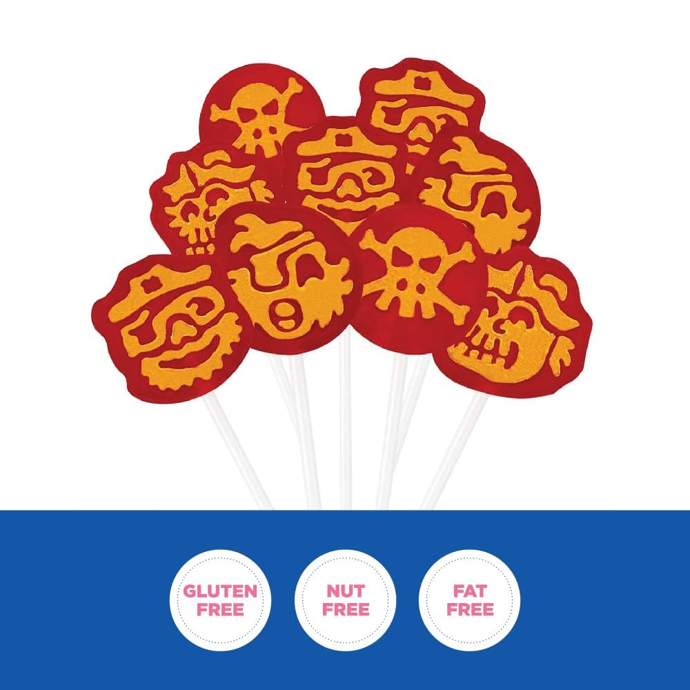 Pirates Lollipops - 2 Pound Bulk Pack (110 Count) - Icing Tattoo Pops - Strawberry Flavor Candy - Party Favors