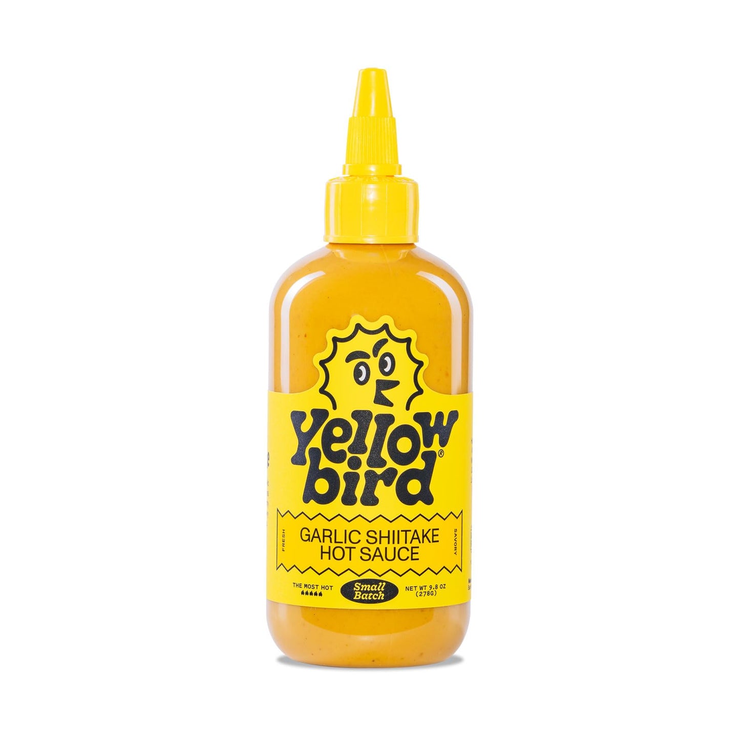 Yellowbird® Garlic Shiitake Hot Sauce, 9.8 oz, Small Batch, Made in Texas