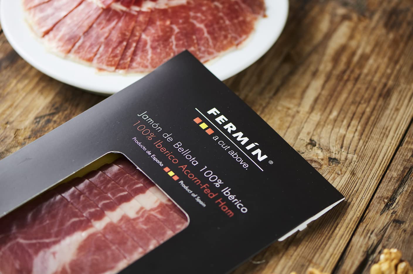 100% Iberico Acorn-Fed Ham Free Range // Jamon de Bellota 100% Iberico // (2 oz) by Fermin