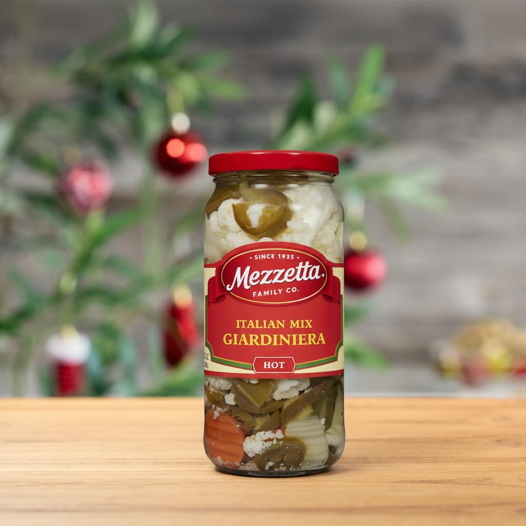 Mezzetta Italian Mix Giardiniera Chicago Style - Hot Giardiniera with Carrots, Celery, Cauliflower & Jalapeo - Tangy Pickled Veg