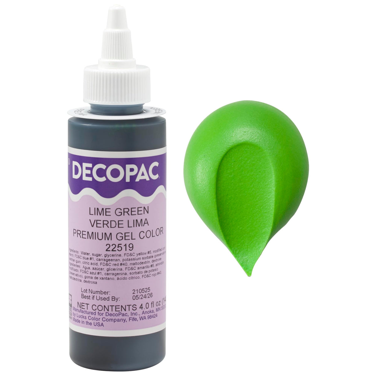 DecoPac Premium Gel Color Cake Decorations, Lime Green, 4 Fl Oz, Model 22519