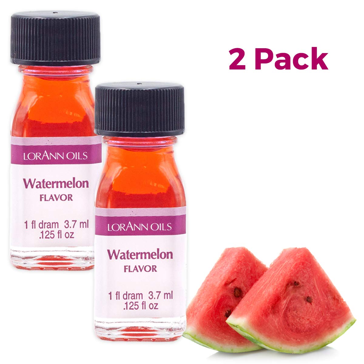 Lorann Watermelon Ss Flavor, 1 Dram Bottle (.0125 Fl Oz - 3.7Ml - 1 Teaspoon) - 2 Pack