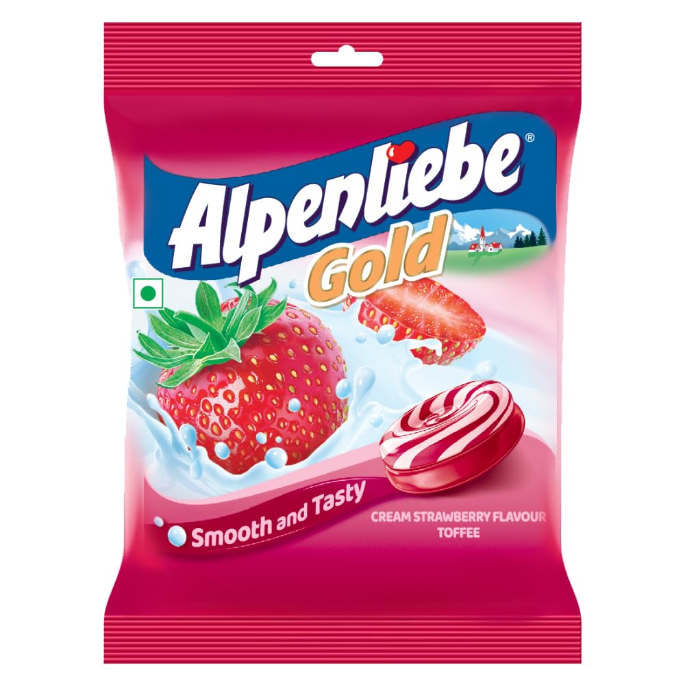 Alpenliebe Gold, Cream Strawberry Candy Pouch, 152 G, 40 Pc, 179.4 Gram
