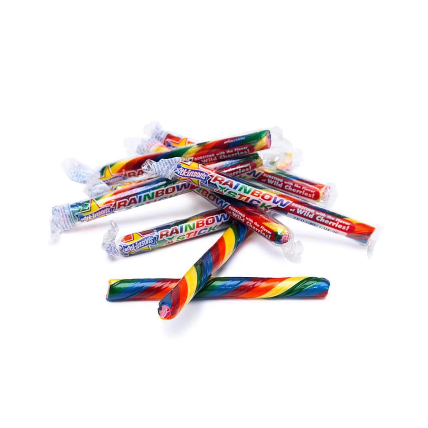 Atkinson Jumbo Rainbow Stick Wild Cherry Candy Sticks - 52 Count Jar