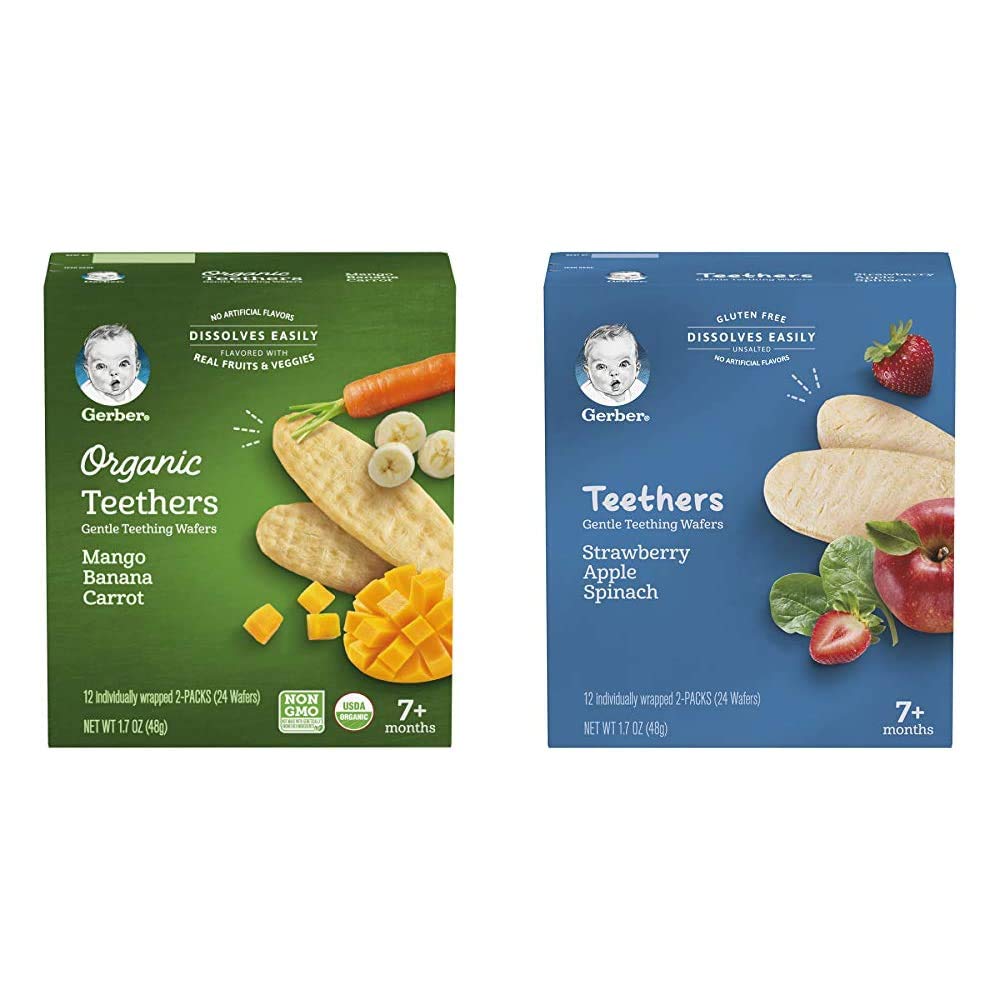 Gerber Organic & Non-Organic Gentle Teething Wafers Bundle (6 Packs)