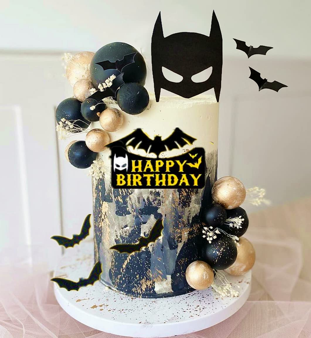Gallarato Superhero Bat Birthday Cake Topper Happy Birthday Cake Decorations For Bat Hero Themed Birthday Party Supplies Bat Bir