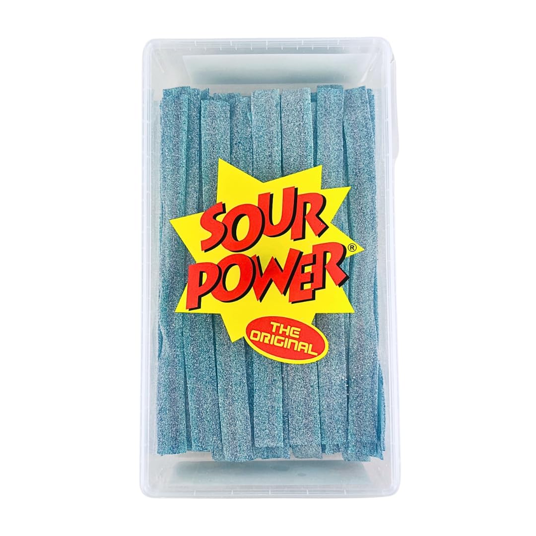 Sour Power Berry Blue Candy Belts - Vegan, Non-GMO, 2.5 lb Resealable Tub - Soft & Chewy Retro Treats