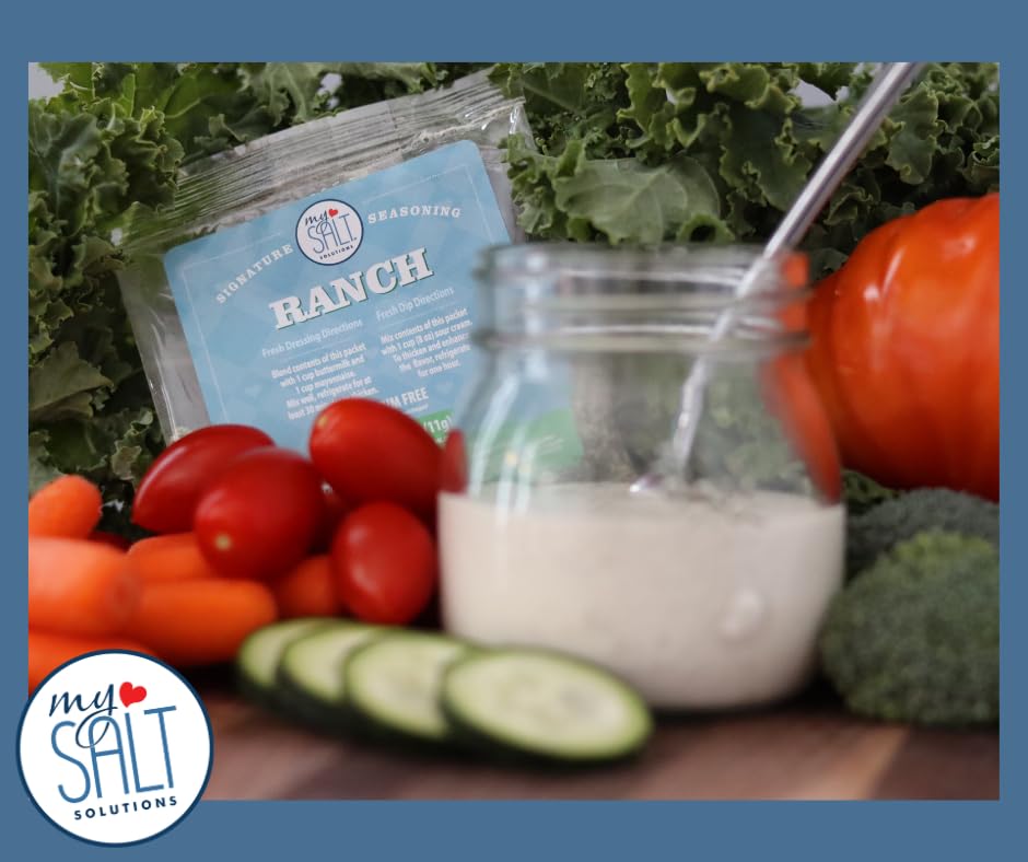 Mysalt Ranch Dressing Mix – 3 Pack – Sodium-Free Restaurant-Style Ranch Seasoning Packets – Just Add Buttermilk & Mayo – Low Sodium Dip Or Dressing
