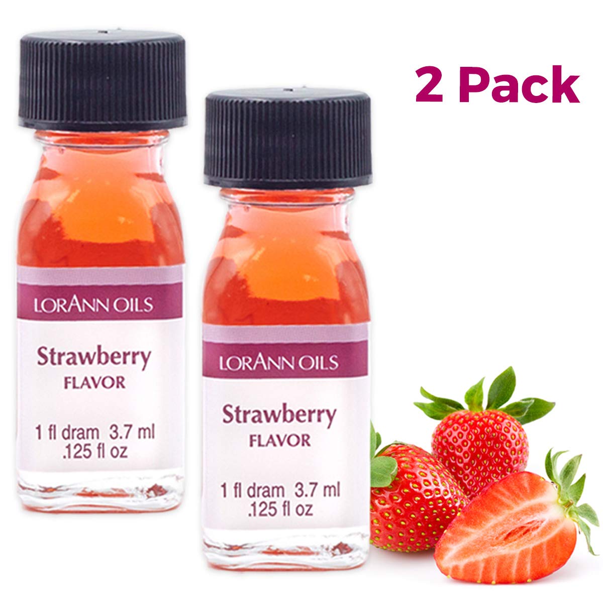 LorAnn Strawberry SS Flavor, 1 dram bottle (.0125 fl oz - 3.7ml - 1 teaspoon) - 2 Pack