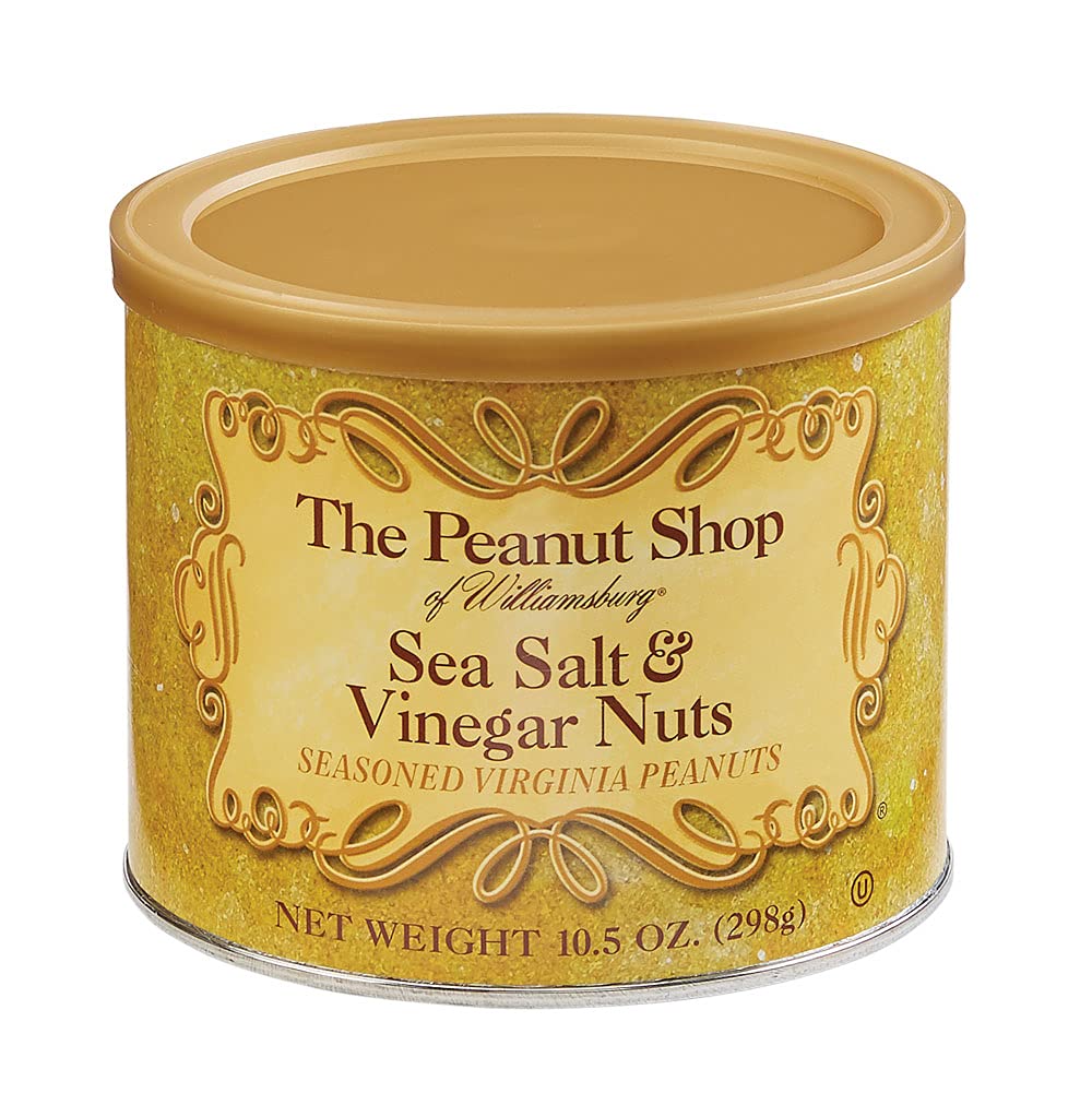 The Peanut Shop Of Williamsburg Sea Salt & Vinegar Nuts, Seasoned Virginia Peanuts, 10.5 Ounce
