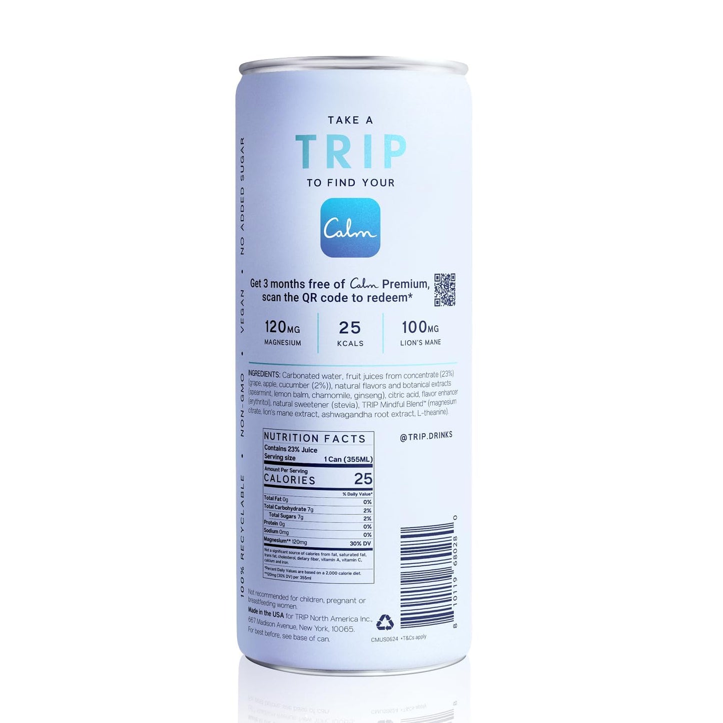 TRIP Mindful Blend Sparkling Adaptogen Seltzer, 12 Pack, 12 Oz Cans, Vegan, No Added Sugar, Variety Pack