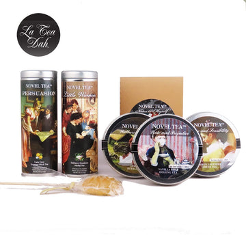 La Tea Dah Noveltea Literary Tea Gift Set, 5 Gourmet Teas in Romance Novel Tins, Perfect for Book Lovers and Book Clubs
