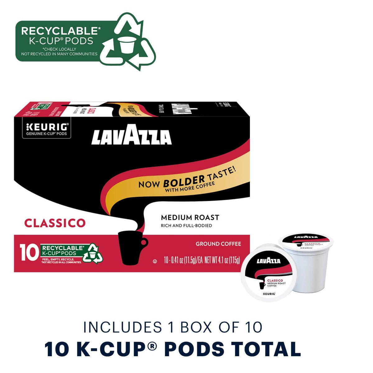 Lavazza Classico Single-Serve Coffee K-Cup Pods For Keurig Brewer, Medium Roast,100% Arabica, Value Pack, Full Bodied Medium Roa