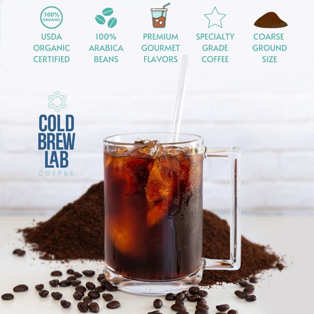 COLD BREW LAB Cold Brew Coffee, Chocolate Mocha Flavor, Dark Roast, Coarse Grind, 1 LB