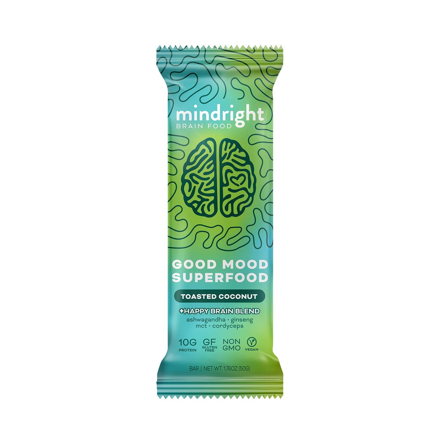 Mindright - Bar Toasted Coconut - Case Of 12 - 1.76 Ounces