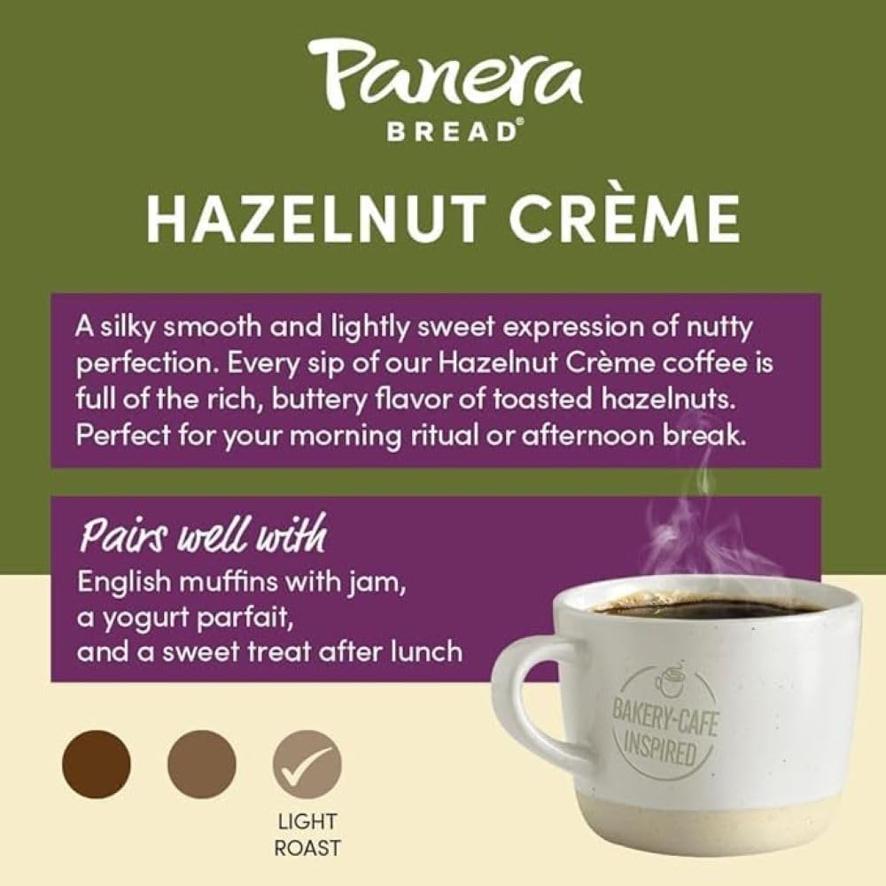 Panera Hazelnut Crème Light Roast Coffee Pods, Single Serve, 10 Count, 1 Pack