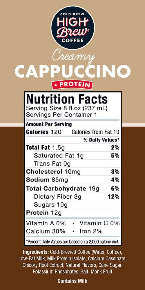 High Brew Coffee Creamy Cappuccino with Protein, 8 fl. oz. (Pack of 30)