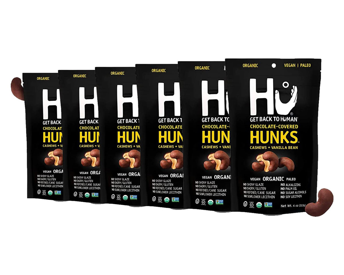 Hu Keto Friendly Hunks | Vegan Chocolate Covered Cashews And Vanilla Bean | 6 Pack | Non-Gmo, Gluten Free, Paleo, Organic Dark C