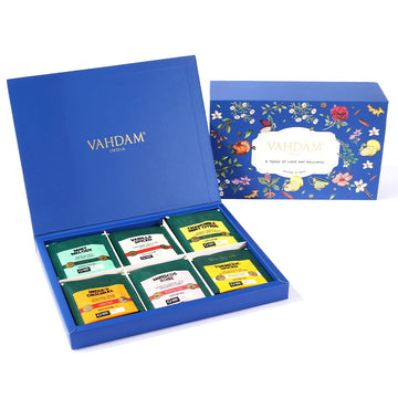 Vahdam Assorted Tea Gift Set (6 Variety  30 Tea Bags) | Ecofriendly Tea Bags | Christmas Tea Gifts For Women & Men
