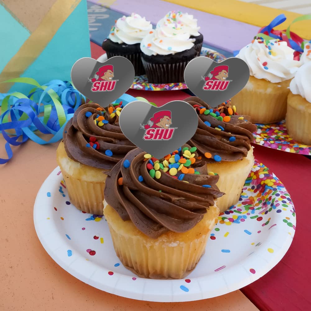GRAPHICS & MORE Cupcake Picks Set of 6, Acrylic, Sacred Heart University, Heart Decoration, One Size, Model CUPCAKE.HEART.CLCSHU.Z008660