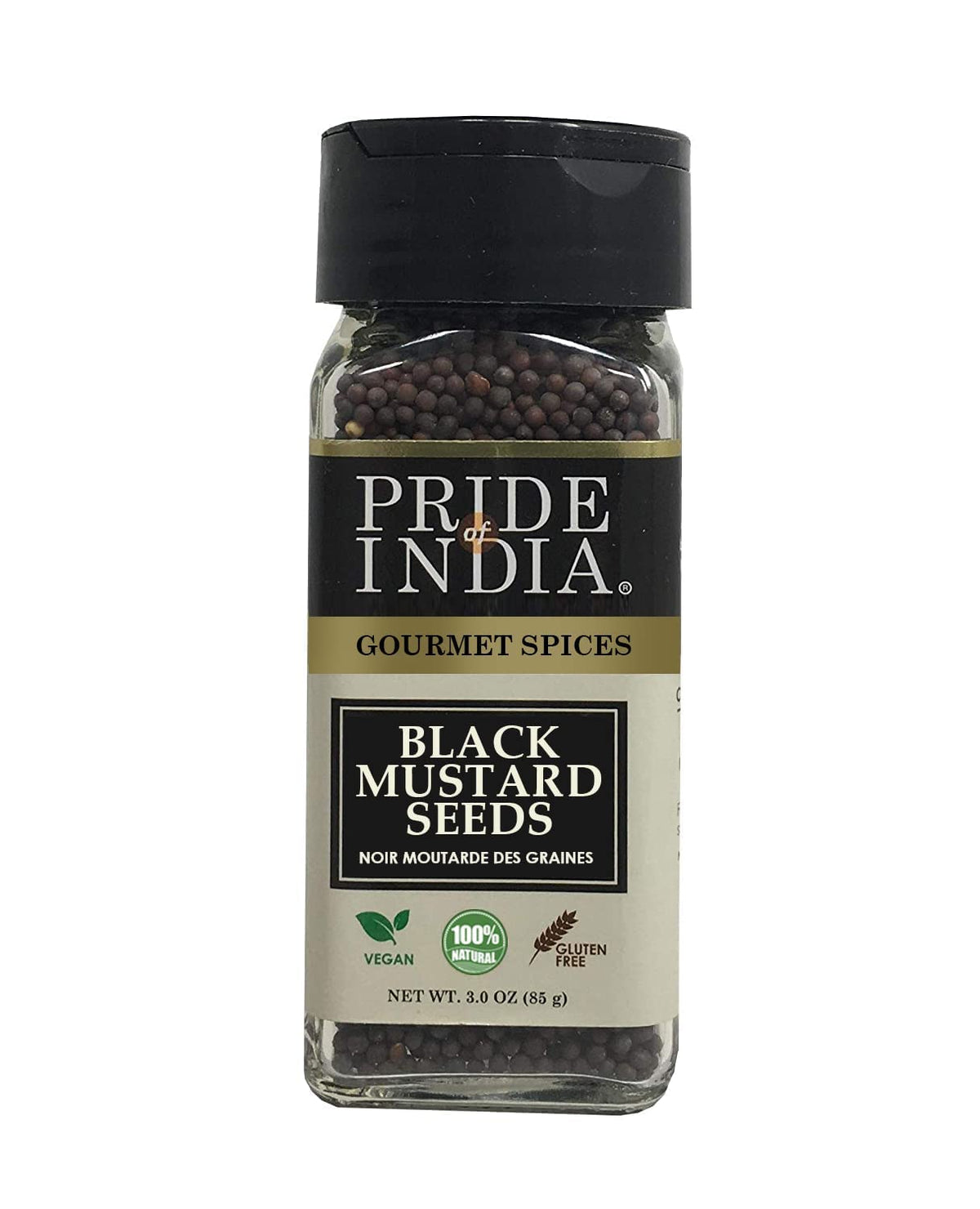 Pride Of India ?Black Mustard Seed ?Gourmet & Vegan Indian Spice ?Pungent/Spicy Flavor ?Dry Seasoning - Gluten & Gmo Free ?Easy