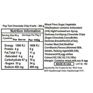 Kellogg'S Pop Tarts (Chocolate Chip, 384)