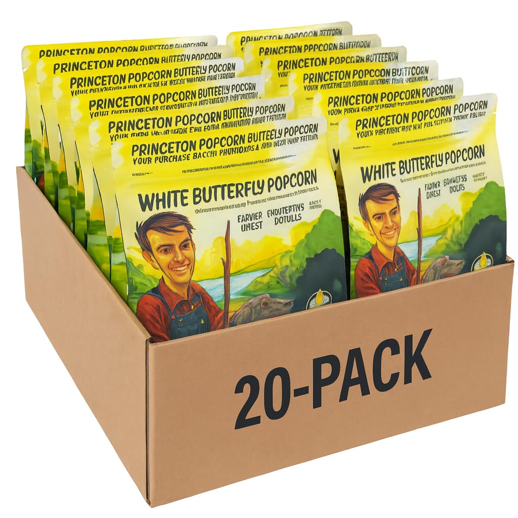 Farmer-Direct Baby White Butterfly Popcorn Kernels 32 Oz Ea Case Of 20 Sealed Bags Non-Gmo Gluten-Free Air/Microwave/Stove/Popper Bulk Value Pack Freshness Easy Handle Farmer BobS Princeton Popcorn