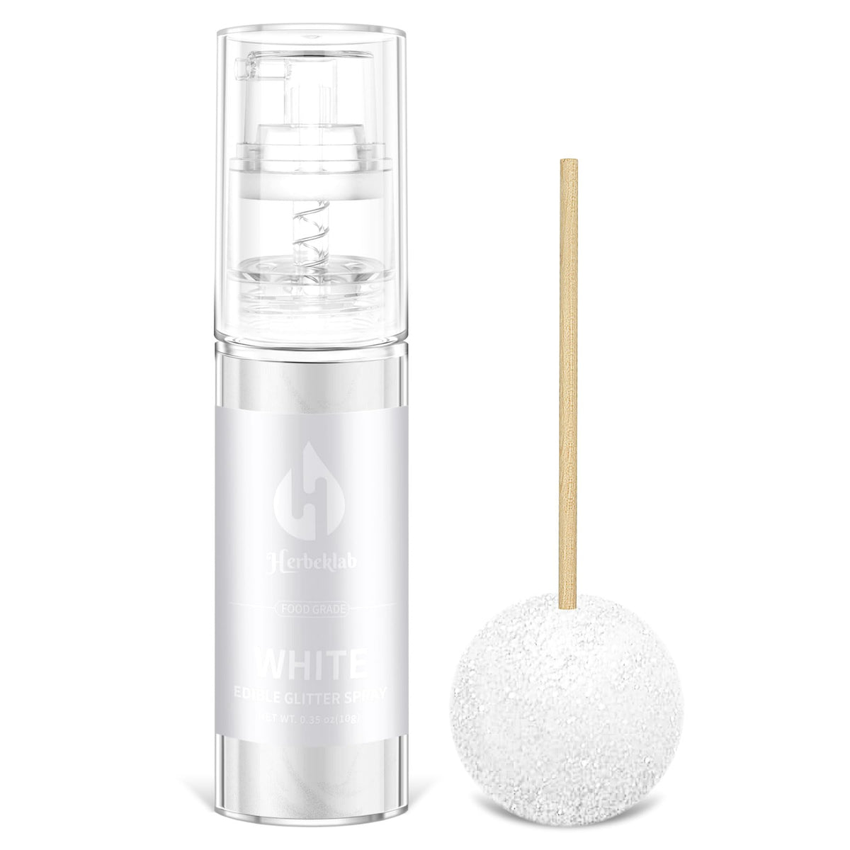 White Edible Glitter Spray - 10g Edible White Glitter for Cakes Food Grade Shimmer Powder Cake Sprinkles for Cookie Decorating C