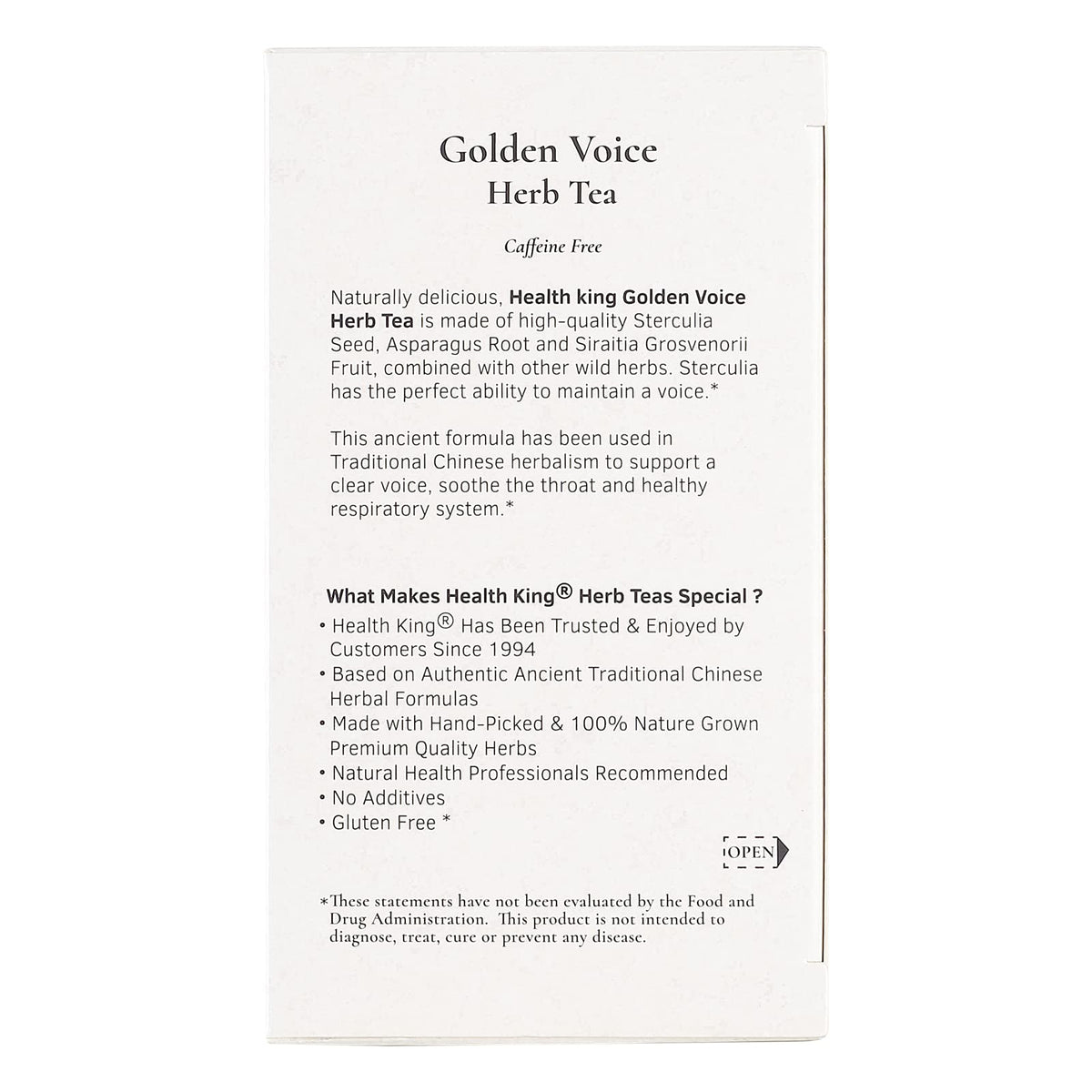 Health King Golden Voice Herb Tea, 20 Count