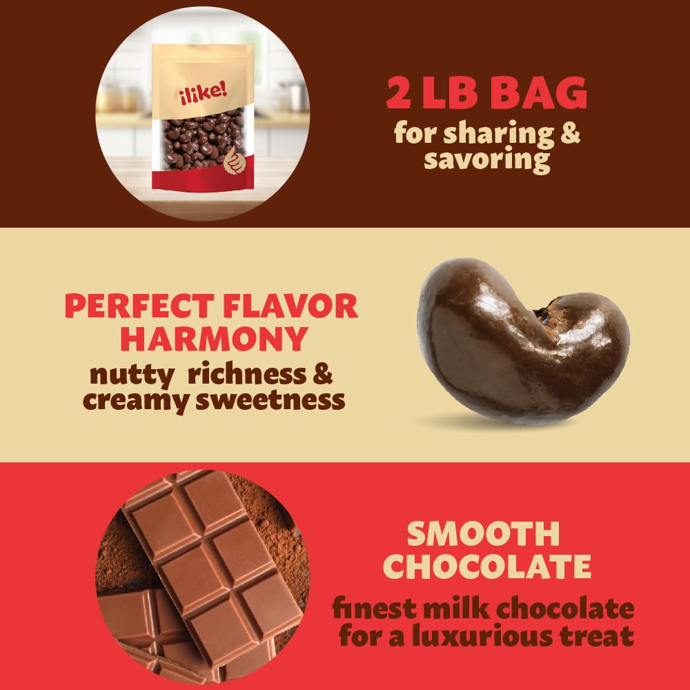 iLike Real Milk chocolate covered cashews candy 2 Pound Bag