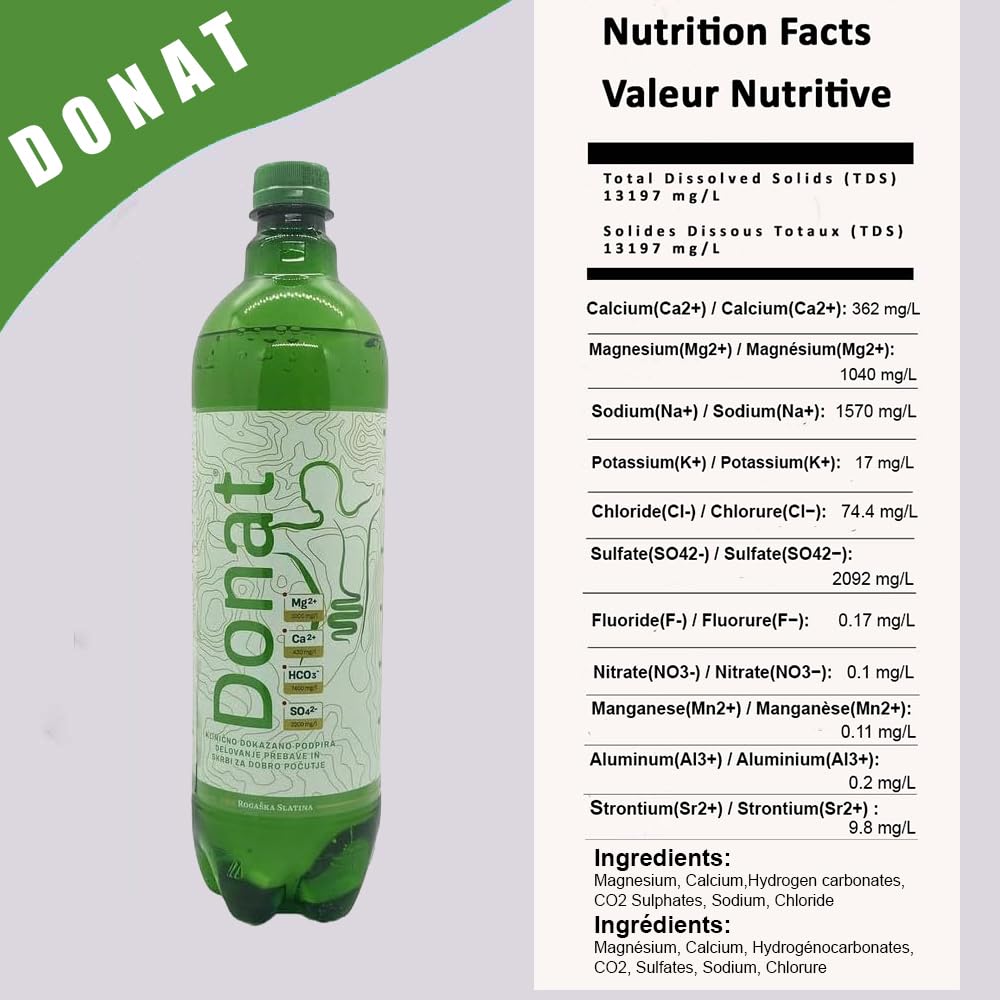 SORINA Rogaska Donat Mg Mineralwasser, 1L Bottle, Pack of 6