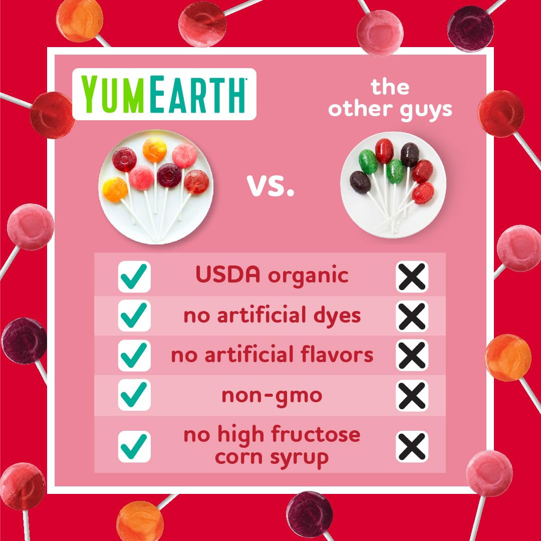 YumEarth Organic Pops Variety Pack, 14 Fruit Flavored Favorites Lollipops, Allergy Friendly, Gluten Free, Non-GMO, Vegan, No Art