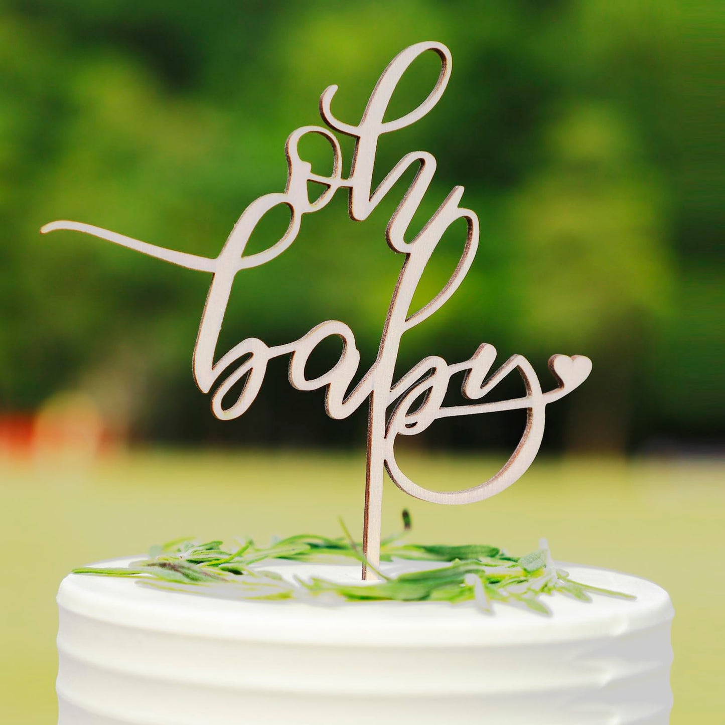 Cc Town Wooden Oh Baby Cake Topper  New Baby For Photo Booth Props  Wooden Cake Topper For Baby Shower Or Baby Birthday Decorations(Design01)