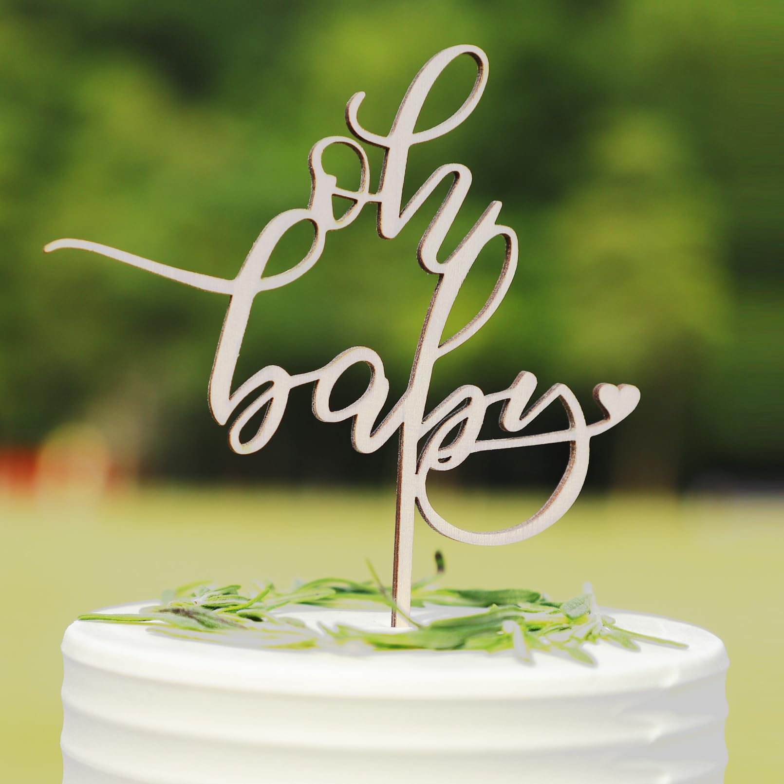 Cc Town Wooden Oh Baby Cake Topper  New Baby For Photo Booth Props  Wooden Cake Topper For Baby Shower Or Baby Birthday Decorations(Design01)