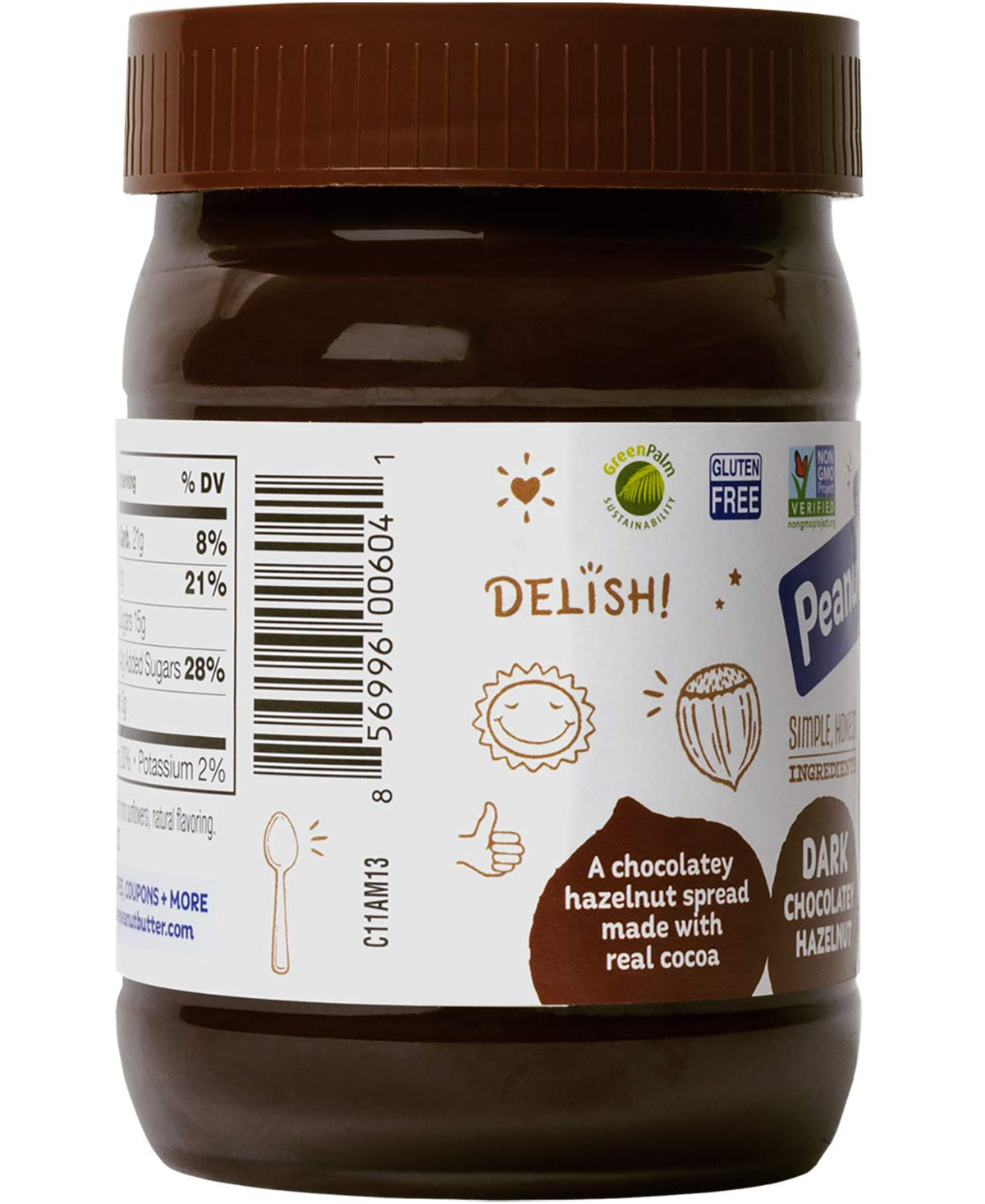 Peanut Butter & Co. Hazelnut Spread, Dark Chocolatey Hazelnut, Gluten Free & Non-GMO, 13 Oz (Pack of 6)