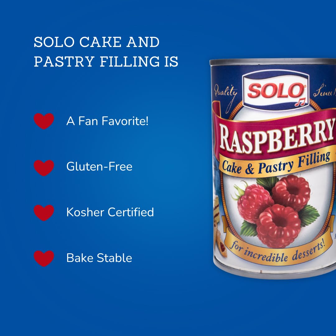 Solo Cake & Pastry Filling, Raspberry, 12 Ounce (Pack Of 12) | Gluten-Free, Kosher Certified