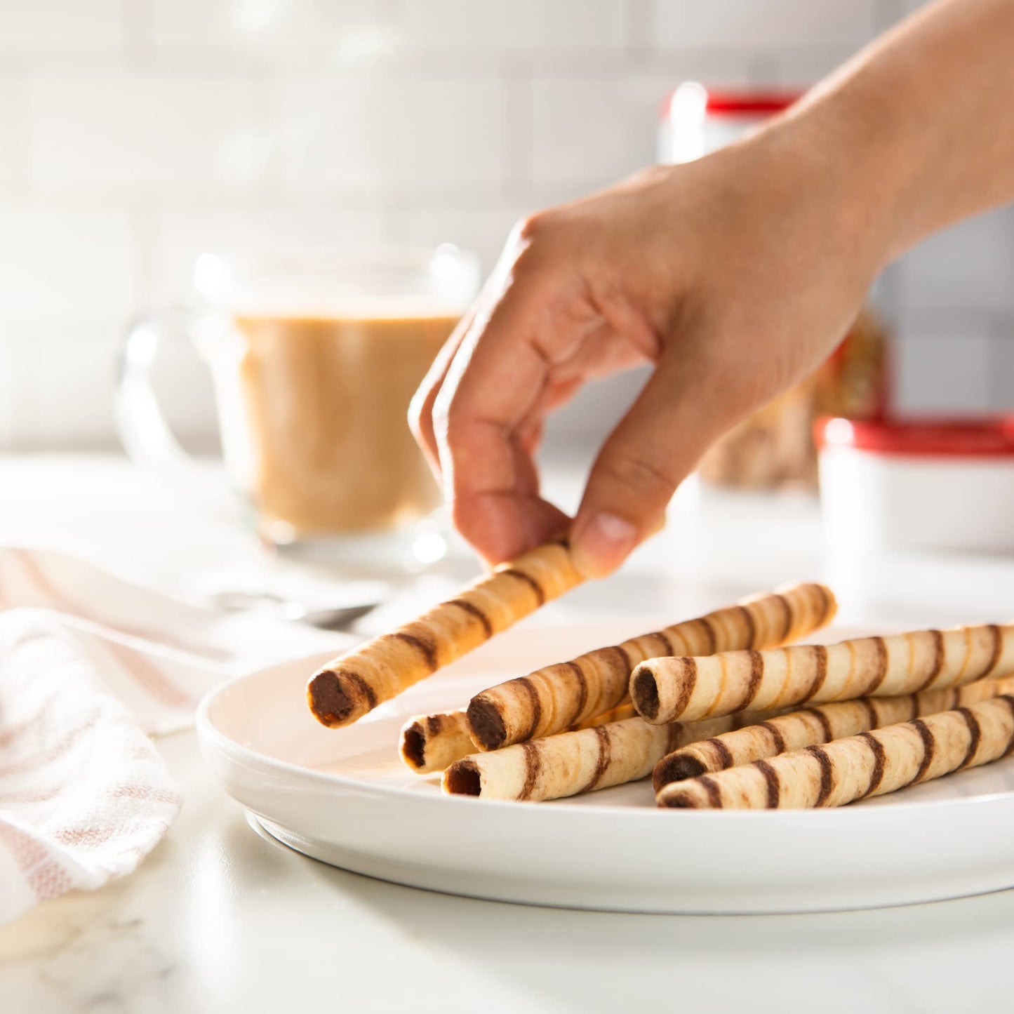 Pirouline Rolled Wafers – Dark Chocolate – Rolled Wafer Sticks, Crème Filled Wafers, Rolled Cookies For Coffee, Tea, Ice Cream, Snacks, Parties, Gifts, And More – 14.1Oz Tin 2Pk