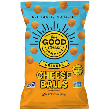 The Good Crisp Company, Cheddar Cheese Balls, 4 Ounce Bags (Pack of 8)