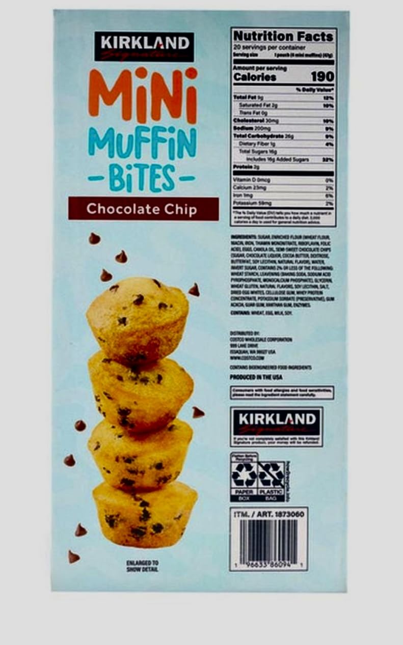 Kirkland Signature Mini Chocolate Chip Muffins, 1.65 Oz, 20 Count