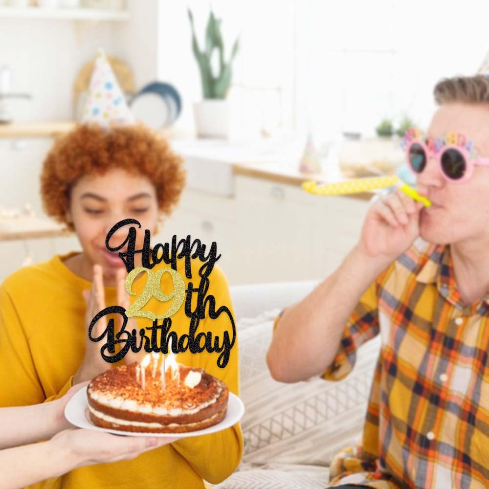 Klionjor 29Th Birthday Cake Topper - Happy Birthday Decoration For 29Th Birthday Party - Gift Plugin