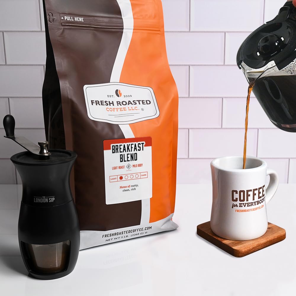 Fresh Roasted Coffee Breakfast Blend Light Roast Whole Bean 5 lb Kosher FRC520